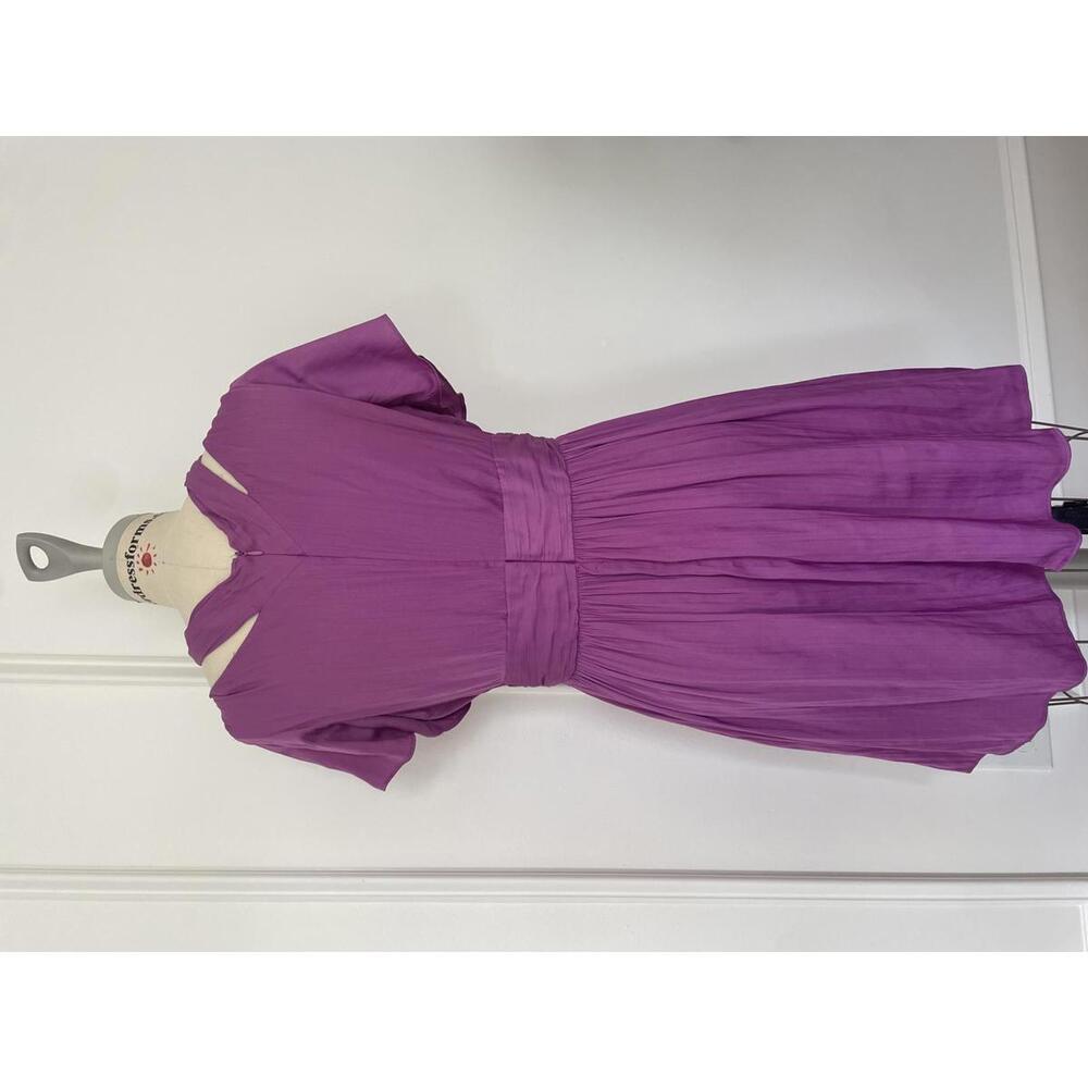 Anthropologie - Chic V-neck Short Purple Mini Dress with Flowy Sleeve, size 10 - Picture 8 of 12